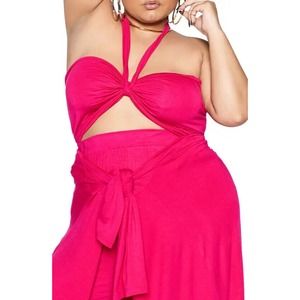 ZELIE FOR SHE Women Jungle Tube Top Halter Hot Pink Size 3X Plus Cropped $42